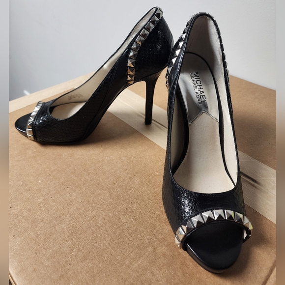 Michael Kors Black Snake Print Heels - Picture 3 of 7